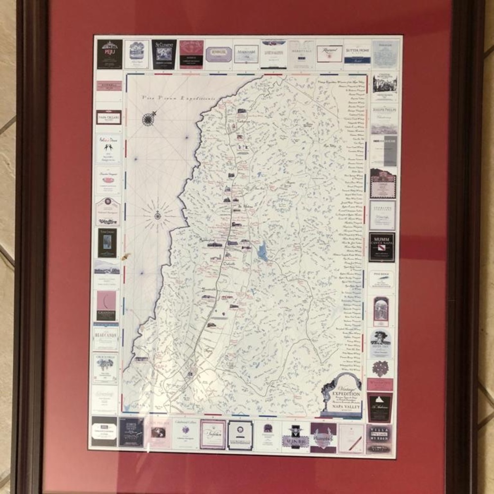 NAPA VALLEY CALIFORNIA CA FRAME MAP WINE WINERY
